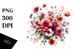 Colorful Red Flowers PNG Product Image 1