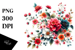 Colorful Red Flowers PNG Product Image 1