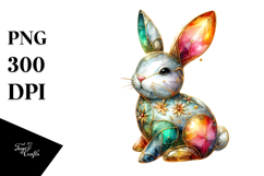 Colorful Bunny on Splashy Background PNG Product Image 1