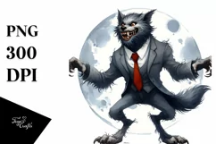 Funny Werewolf Halloween Clipart, PNG Product Image 1