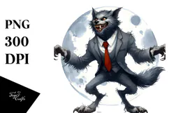 Funny Werewolf Halloween Clipart, PNG Product Image 1