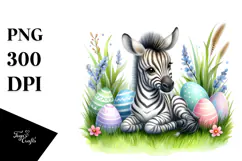 Whimsical Watercolor Baby Zebra PNG Product Image 1