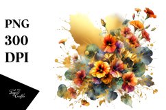 Vibrant Bouquet with Nasturtium | Sublimation Clipart Product Image 3