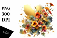 Vibrant Bouquet with Nasturtium | Sublimation Clipart Product Image 3