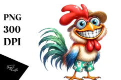 Funny Rooster Beachwear Big Eyes Clipart Product Image 1