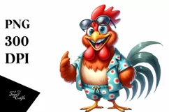 Funny Rooster Beachwear Big Eyes Clipart Product Image 1