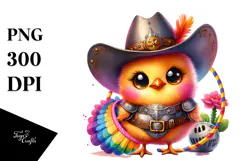 Baby Chicken in Cowboy Hat PNG Product Image 1