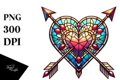 Retro Stained Heart with Arrow, PNG Product Image 1