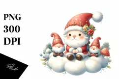 Vintage Santa with Gnomes PNG Product Image 1