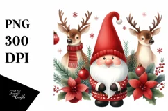 Funny Red Gnomes with Deers PNG Product Image 3