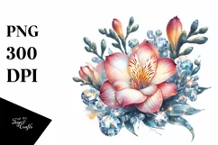 Shiny Freesia Watercolor Clipart Product Image 1