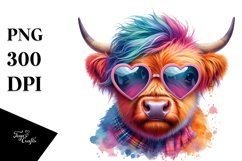 Highland Calf with Heart Sunglasses PNG Product Image 1