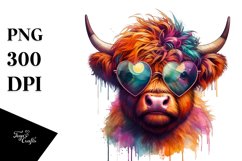 Highland Calf with Heart Sunglasses PNG Product Image 1