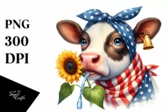 Cow Portrait Wearing Bandana | Clipart Product Image 1