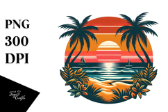 Retro Tropical Beach Sunset PNG Product Image 1