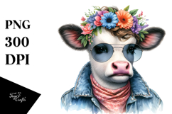 Modest Baby Cow Posing PNG Product Image 1