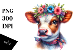Modest Baby Cow Posing PNG Product Image 1