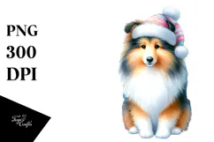 Watercolor Collie with Christmas Decorations Product Image 1