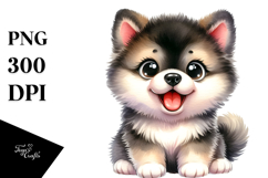 Baby Cartoon Akita with Big Eyes PNG Product Image 1