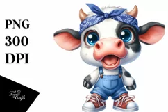 Baby Cow Big Eyes Bandana Clipart Product Image 1
