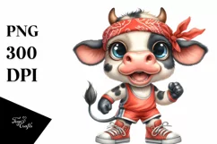 Baby Cow Big Eyes Bandana Clipart Product Image 1