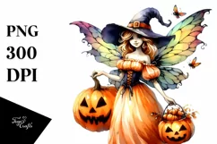 Vibrant Halloween Fairy Clipart Product Image 1