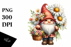 Detailed Cute Gnome Holding Basket Daisy | Sublimation | Product Image 1