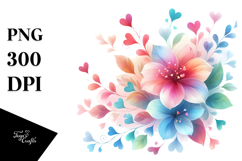 Simple Flower with Hearts, PNG Product Image 1