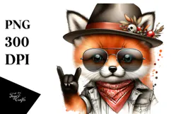 Rockstar Fox with Hat and Sunglasses PNG Product Image 1