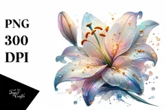 Glossy Lily Watercolor PNG Product Image 3
