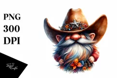 Vibrant Cowboy Gnome Watercolor PNG Product Image 1