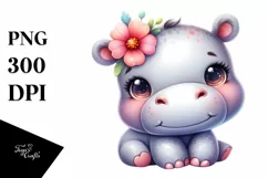 Colorful Baby Hippo Happy | Sublimation Clipart Product Image 1