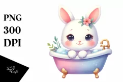 Colorful Baby Bunny Bathtub | Sublimation Clipart Product Image 1