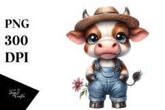 Baby Cow Big Eyes Sublimation Clipart Product Image 1