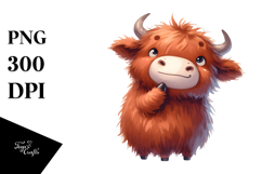 Funny Expressive Highland Cow Baby PNG Product Image 1