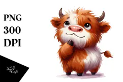 Thoughtful Highland Cow Baby PNG Product Image 1
