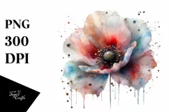 Watercolor Abstract Poppy with Metalic Insertions Product Image 3