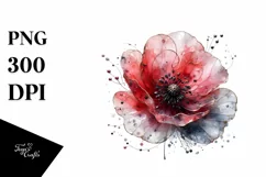 Watercolor Abstract Poppy with Metalic Insertions Product Image 3