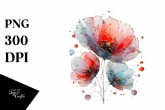 Watercolor Abstract Poppy with Metalic Insertions Product Image 3