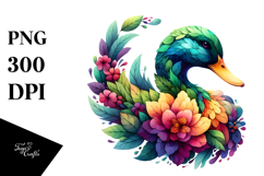 Vibrant Watercolor Duck, PNG Product Image 1