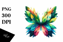 Vibrant Butterfly with Plant Leaves PNG Product Image 3