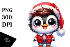 Watercolor Baby Penguin Santa Suit Raincoat Product Image 3
