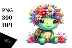 Cartoon-Style Turtle Flower Crown | Sublimation | Clipart Product Image 1