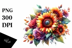Colorfull Sunflower Bouquet | Sublimation Clipart Product Image 3