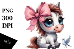 Funny Baby Horse with Bow | Clipart Product Image 1