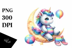 Pastel Unicorn Beach Suit Moon | Sublimation | Clipart Product Image 3