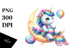 Pastel Unicorn Beach Suit Moon | Sublimation | Clipart Product Image 1