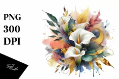 Colorful Bouquet with Calla Lily | Sublimation Clipart Product Image 3