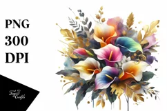 Colorful Bouquet with Calla Lily | Sublimation Clipart Product Image 1