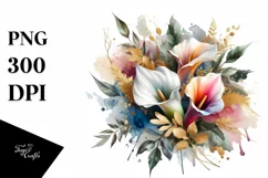 Colorful Calla Lily Bouquet | Sublimation | Clipart Product Image 1